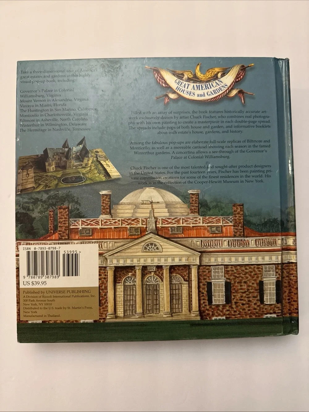 Great American Houses and Gardens Pop-Up Book - Blue/Gold Cover